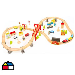 KIDSCOOL - Pista didáctica de trenes City con 70 piezas