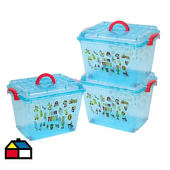 JENNY HOME - Pack 3 cajas plásticas 35 l con diseño