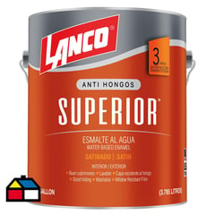 LANCO - Esmalte al agua superior satinado blanco 1 galón