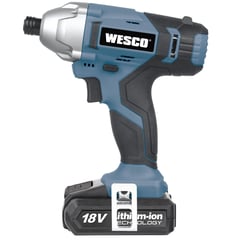 WESCO - Atornillador de impacto inalámbrico 1/4" 18V + 2 baterías + cargador