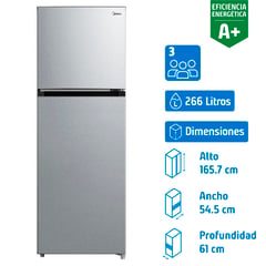 MIDEA - Refrigerador Top Freezer No Frost 266 Litros Silver MDRT385MTE50