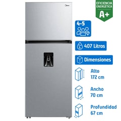 MIDEA - Refrigerador Top Freezer No Frost 407 Litros Silver MDRT580MTE50