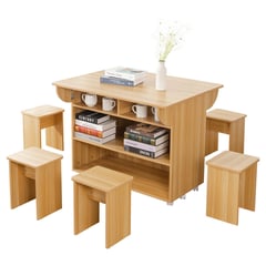 PERFECT SEAT - Comedor Isla 6 Sillas Mesa Rectangular 80x76x100 cm Madera