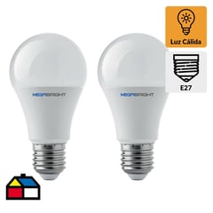 MEGABRIGHT - Pack 2 ampolletas led A60 clásica13w/3000K E27