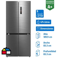 MIDEA - Refrigerador Side by Side No Frost 474 Litros Silver MDRM691MTE46