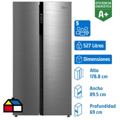 MIDEA - Refrigerador Side by Side No Frost 527 Litros Silver MDRS710FGE46