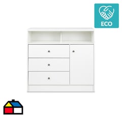 CIC - Cómoda 3 cajones 1 puerta Kids blanco 110x120x50 cm