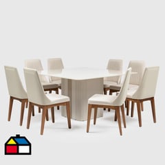 DECOCASA - Juego de Comedor Liege Cuadrada + 8 Sillas Elsie