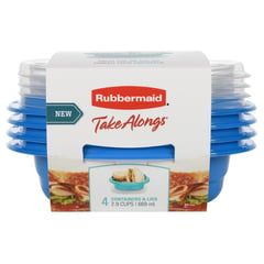 RUBBERMAID - Pack 4 Contenedores Herméticos Snack 669 ml