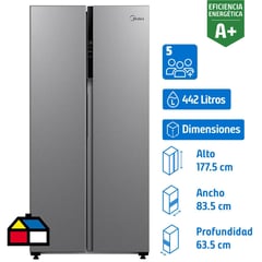 MIDEA - Refrigerador Side by Side No Frost 442 Litros silver MDRS619FGE50