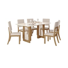 HOME MOBILI - Comedor 6 Sillas Rectangular 90x80x160 cm Nogal/blanco