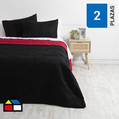 WINDSOR - Cubrecama Quilt Mf 2 Plazas Negro-Rojo