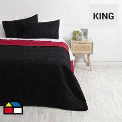 WINDSOR - Cubrecama Quilt Mf King Negro-Rojo