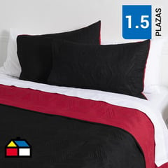 WINDSOR - Cubrecama Quilt Mf 1.5 Plazas Negro-Rojo