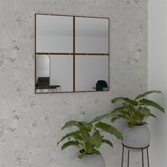 TUHOME - Espejo Decorativo Cuadrada 94x94 cm Madera Sibari