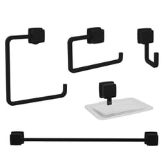 STRETTO - Kit de Accesorios de baño 5 piezas prato negro mate