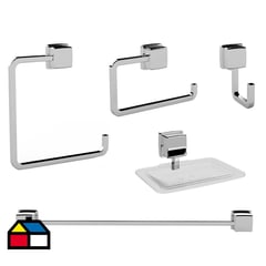 STRETTO - Kit de Accesorios de baño 5 Piezas prato cromo