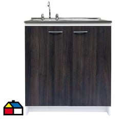 MAGNOLIA - KIt Mueble base 80 + lavaplatos der + grifería roble oscuro