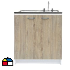 MAGNOLIA - KIt Mueble base 80 + lavaplatos izq + grifería roble claro