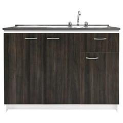 MAGNOLIA - KIt Mueble base 120 + lavaplatos izq + grifería roble oscuro