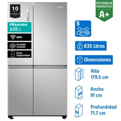 HISENSE - Refrigerador Side by Side No Frost 635 Litros Silver RS820NV