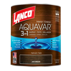 LANCO - Barniz Aquavar 3 en 1 barniz-tinte-sellador jacobean satín 1 litro