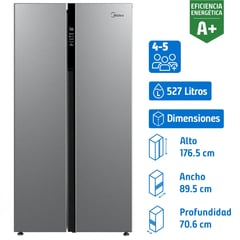 MIDEA - Refrigerador Side by Side No Frost 527 Litros Light Silver MDRS710FGE50