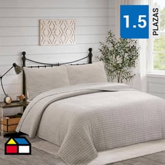 DIB - Quilt Cubrecama Patchwork Hebra Taupe 1,5 Plazas