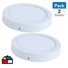 MEGABRIGHT - Pack 2 panel led circular sobrepuesto 18W frío