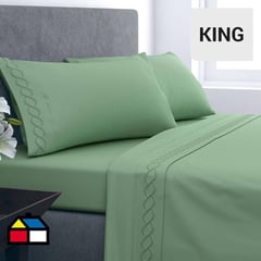 DORAL - Juego sábanas king verde bordadas mf
