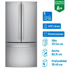 GENERAL ELECTRIC - Refrigerador French Door No Frost 470 Litros Stainless Steel PWO19JSRFFS