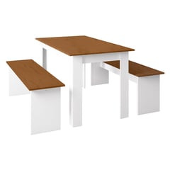 BE DESIGN - Juego de Comedor de Diario Natura Blanco Zanzini 2 Banquetas