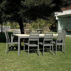 HOGA - Juego de Comedor de Terraza Niza 8 Personas Gris Light