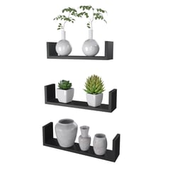 VEKKAHOME - Set 3 repisas flotantes negras