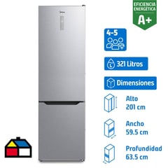MIDEA - Refrigerador Bottom Freezer No Frost 321 Litros Light silver MDRB489MTE50