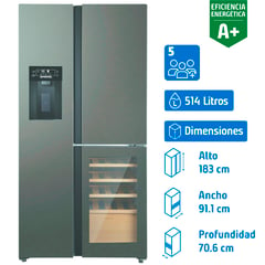 MAIGAS - Refrigerador/Cava Side by Side No Frost 514 Litros Gris BC562G