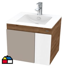 KLIPEN - Mueble de baño 60x55x46 cm con lavamanos loza 2 puertas