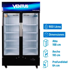 VENTUS - Visicooler 2 puertas frio forzado turbo cooling 900 lts lg-900 tc