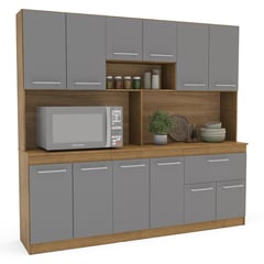 VEKKAHOME - Kit mueble de cocina 180 cm buck gris