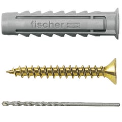 FISCHER - Tarugo Nylon SX10mm + Tornillos 6x60mm 6 unidades + Broca de 10mm