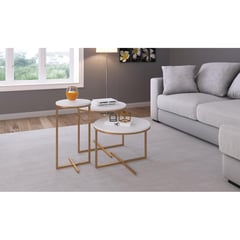 DECOCASA - Set 3 mesas Volpi gold