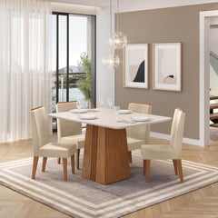 VEKKAHOME - Juego de Comedor Italia Lia 4 Sillas