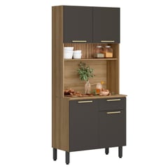 ROCA - Estante De Cocina Avela 4 Puertas + 1 Cajón Miel-Grafito