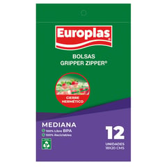 EUROPLAS - Bolsa mediana Gripper Zipper 12 un