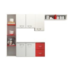 HOGA - Mueble de cocina aéreo Carolina blanco rojo