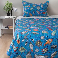 DORAL - Quilt Cohete Estampado 1.5 plazas