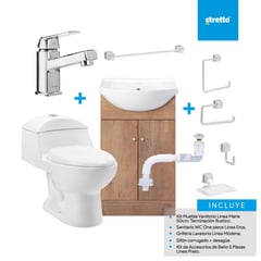 STRETTO - Combo Baño Classic Mueble/WC/Lavamanos/Accesorios