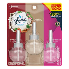 GLADE - Desodorante ambiental aceite vai m&c mora 3 unidades