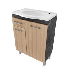 TECNOMOBILI - Mueble de Baño 2 Puertas 1 Cajón con Lavamanos BN3649.0002 MARMOL LUNAR-ALMENDRA 60x84.3x35 cm