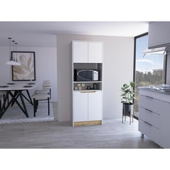 TUHOME - Mueble Microondas Alto Soler 4 Puertas Blanco